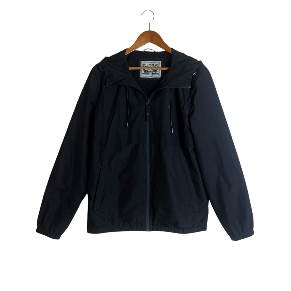 Levi Strauss black zip up wind breaker. Size medium